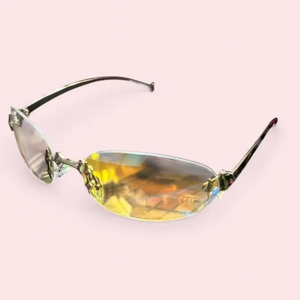 Blue light unisex rimless sunglasses rave cyberpunk cyber goth dark fairy y2k